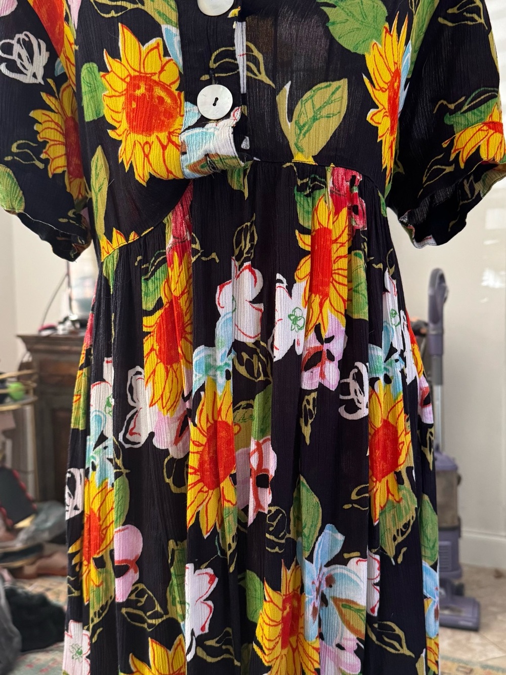 Bailey B Black Sunflower Print Women's Dress
